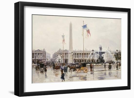 A View of the Place de la Concorde, Paris-Ulpiano Checa Y Sanz-Framed Premium Giclee Print