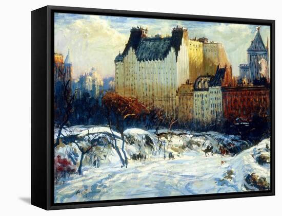 A View of the Plaza from Central Park-Arthur Clifton Goodwin-Framed Stretched Canvas
