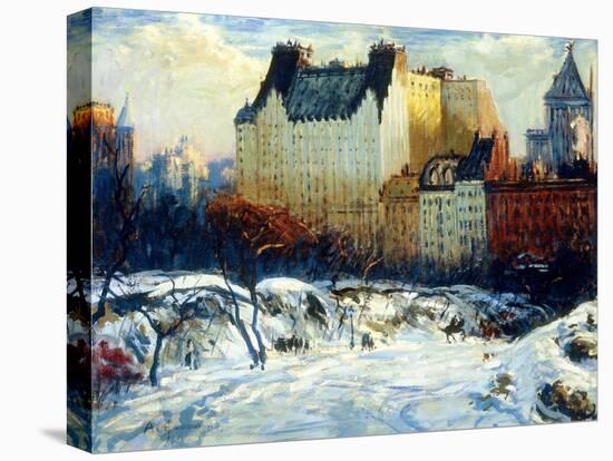 A View of the Plaza from Central Park-Arthur Clifton Goodwin-Stretched Canvas