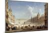 A View of the Plaza Mayor, Madrid-Carlo Bossoli-Mounted Giclee Print