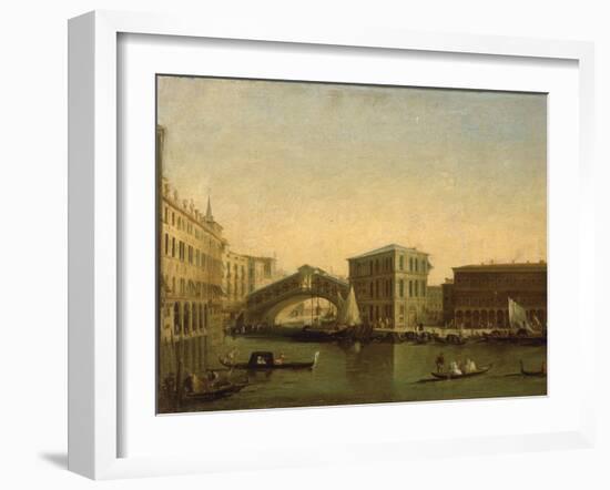 A View of the Rialto Bridge with the Palazzo dei Camerlenghi to the Right-Giuseppe Bernardino Bison-Framed Giclee Print