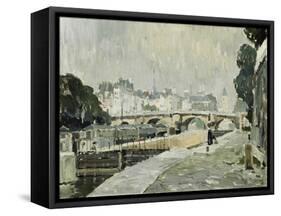 A View of the Seine, Paris-Paul Mathieu-Framed Stretched Canvas