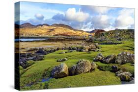 A view of the shore and hills of Portuairk, Sanna Bay along the Ardnamurchan coast in the Scottish -Peter Watson-Stretched Canvas