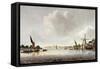 A View of the Thames Near Vauxhall-null-Framed Stretched Canvas