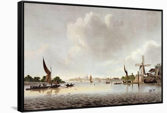 A View of the Thames Near Vauxhall-null-Framed Stretched Canvas