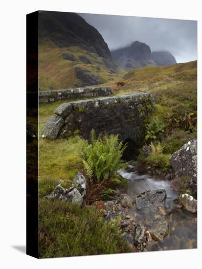 A View of the Three Sisters of Glencoe from the Military Road, Glencoe, Argyll, Scotland, United Ki-Jon Gibbs-Stretched Canvas