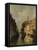 A View of the Voorstraathaven, Dordrecht-Johannes Karel Christian Klinkenberg-Framed Stretched Canvas