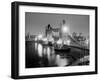 A View of Tower Bridge on the River Thames Illuminated at Night in London, April 1987-null-Framed Photographic Print