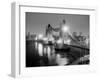 A View of Tower Bridge on the River Thames Illuminated at Night in London, April 1987-null-Framed Photographic Print