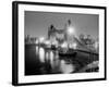 A View of Tower Bridge on the River Thames Illuminated at Night in London, April 1987-null-Framed Photographic Print