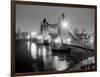 A View of Tower Bridge on the River Thames Illuminated at Night in London, April 1987-null-Framed Photographic Print