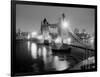 A View of Tower Bridge on the River Thames Illuminated at Night in London, April 1987-null-Framed Photographic Print