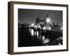 A View of Tower Bridge on the River Thames Illuminated at Night in London, April 1987-null-Framed Premium Photographic Print