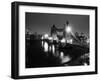 A View of Tower Bridge on the River Thames Illuminated at Night in London, April 1987-null-Framed Photographic Print