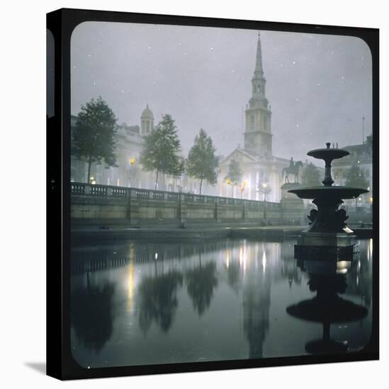 A View of Trafalgar Square at Dawn Looking Up Towards the National Gallery-null-Stretched Canvas