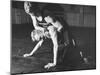 A View of US Naval Cadets Wrestling in a Gymnasium-null-Mounted Photographic Print