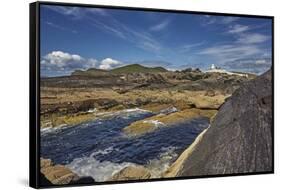 A view of Valentia Island lighthouse, Valentia Island, Skelligs Ring, Ring of Kerry, County Kerry,-Nigel Hicks-Framed Stretched Canvas