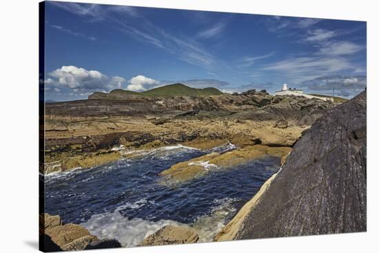 A view of Valentia Island lighthouse, Valentia Island, Skelligs Ring, Ring of Kerry, County Kerry,-Nigel Hicks-Stretched Canvas