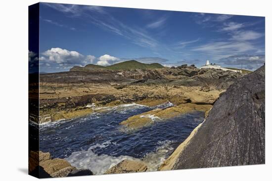 A view of Valentia Island lighthouse, Valentia Island, Skelligs Ring, Ring of Kerry, County Kerry,-Nigel Hicks-Stretched Canvas