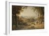 A View of Versailles with Elegant Figures in the Foreground at Sunset-Barret George the Younger-Framed Giclee Print