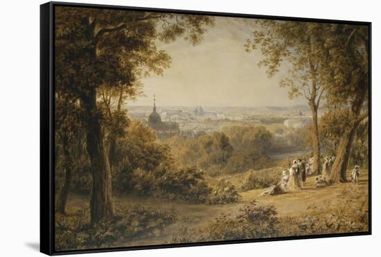 A View of Versailles with Elegant Figures in the Foreground at Sunset-Barret George the Younger-Framed Stretched Canvas