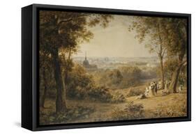 A View of Versailles with Elegant Figures in the Foreground at Sunset-Barret George the Younger-Framed Stretched Canvas