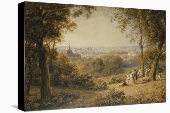 A View of Versailles with Elegant Figures in the Foreground at Sunset-Barret George the Younger-Stretched Canvas