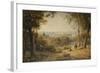 A View of Versailles with Elegant Figures in the Foreground at Sunset-Barret George the Younger-Framed Giclee Print