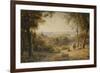 A View of Versailles with Elegant Figures in the Foreground at Sunset-Barret George the Younger-Framed Premium Giclee Print