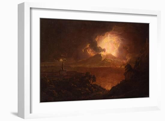 A View of Vesuvius Erupting by Night-Joseph Wright of Derby-Framed Giclee Print