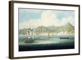 A View of Victoria, Hong Kong with British Ships and Other Vessels-null-Framed Giclee Print