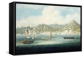 A View of Victoria, Hong Kong with British Ships and Other Vessels-null-Framed Stretched Canvas