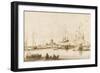 A View of Vlaardingen with Shipping in the Foreground (Pen and Ink with Wash on Paper)-Ludolf Backhuysen-Framed Giclee Print
