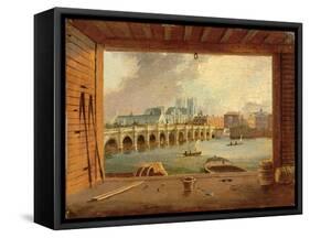 A View of Westminster Bridge (Oil on Panel)-Daniel Turner-Framed Stretched Canvas
