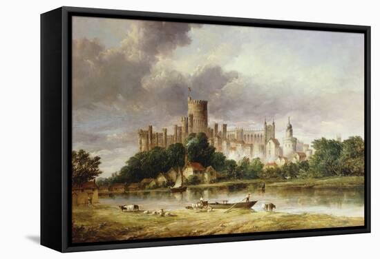 A View of Windsor Castle from the Brocas Meadows-Alfred Vickers-Framed Stretched Canvas