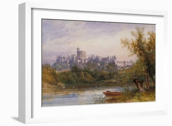 A View of Windsor Castle from the Thames, 1884 watercolor and pencil-James Burrell Smith-Framed Giclee Print