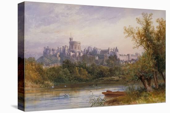 A View of Windsor Castle from the Thames, 1884 watercolor and pencil-James Burrell Smith-Stretched Canvas