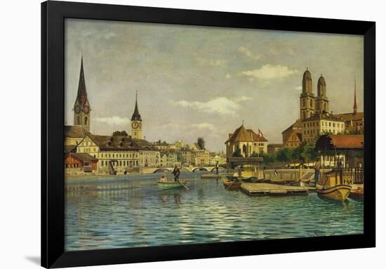 A View of Zurich with the River Limmat from the Quaibrucke Looking Towards the Fraumunstkirche,…-Otto Pilny-Framed Giclee Print