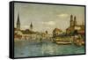 A View of Zurich with the River Limmat from the Quaibrucke Looking Towards the Fraumunstkirche,…-Otto Pilny-Framed Stretched Canvas