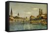 A View of Zurich with the River Limmat from the Quaibrucke Looking Towards the Fraumunstkirche,…-Otto Pilny-Framed Stretched Canvas