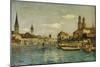 A View of Zurich with the River Limmat from the Quaibrucke Looking Towards the Fraumunstkirche,…-Otto Pilny-Mounted Giclee Print