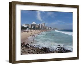 A View Over Leblon and Ipanema Beaches in Rio De Janeiro-Alex Saberi-Framed Premium Photographic Print