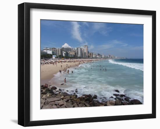 A View Over Leblon and Ipanema Beaches in Rio De Janeiro-Alex Saberi-Framed Premium Photographic Print