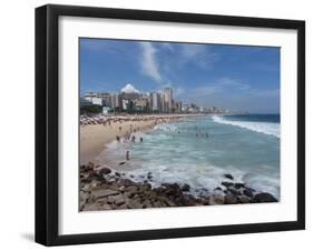 A View Over Leblon and Ipanema Beaches in Rio De Janeiro-Alex Saberi-Framed Photographic Print