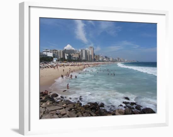 A View Over Leblon and Ipanema Beaches in Rio De Janeiro-Alex Saberi-Framed Photographic Print