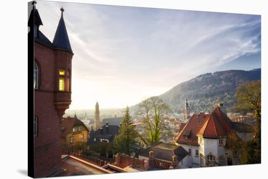 A View over the Misty Old Town of Heidelberg, Baden-Wurttemberg, Germany-Andreas Brandl-Stretched Canvas