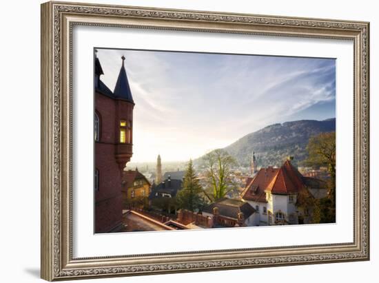 A View over the Misty Old Town of Heidelberg, Baden-Wurttemberg, Germany-Andreas Brandl-Framed Photographic Print