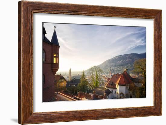 A View over the Misty Old Town of Heidelberg, Baden-Wurttemberg, Germany-Andreas Brandl-Framed Photographic Print