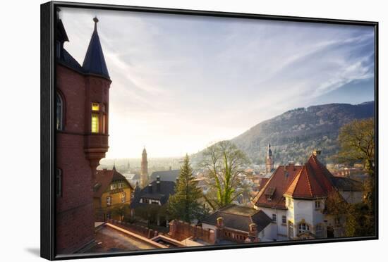 A View over the Misty Old Town of Heidelberg, Baden-Wurttemberg, Germany-Andreas Brandl-Framed Photographic Print