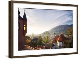 A View over the Misty Old Town of Heidelberg, Baden-Wurttemberg, Germany-Andreas Brandl-Framed Photographic Print